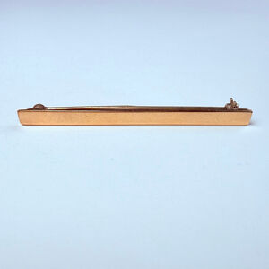 14K Yellow Gold Antique Victorian Smooth Polished 1.8" Bar Pin Vintage Brooch